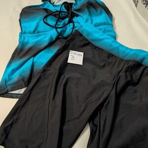 Source Unknown Blue and Black Women's Swim Set